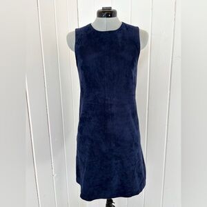 Balenciaga Navy Blue Suede Leather Shift Dress